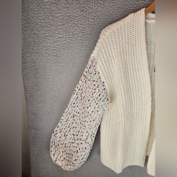 Grey Collective Women Cardigan Sweater Sz M Drop Shoulder Open Front Puff Sleeve - Picture 4 of 12